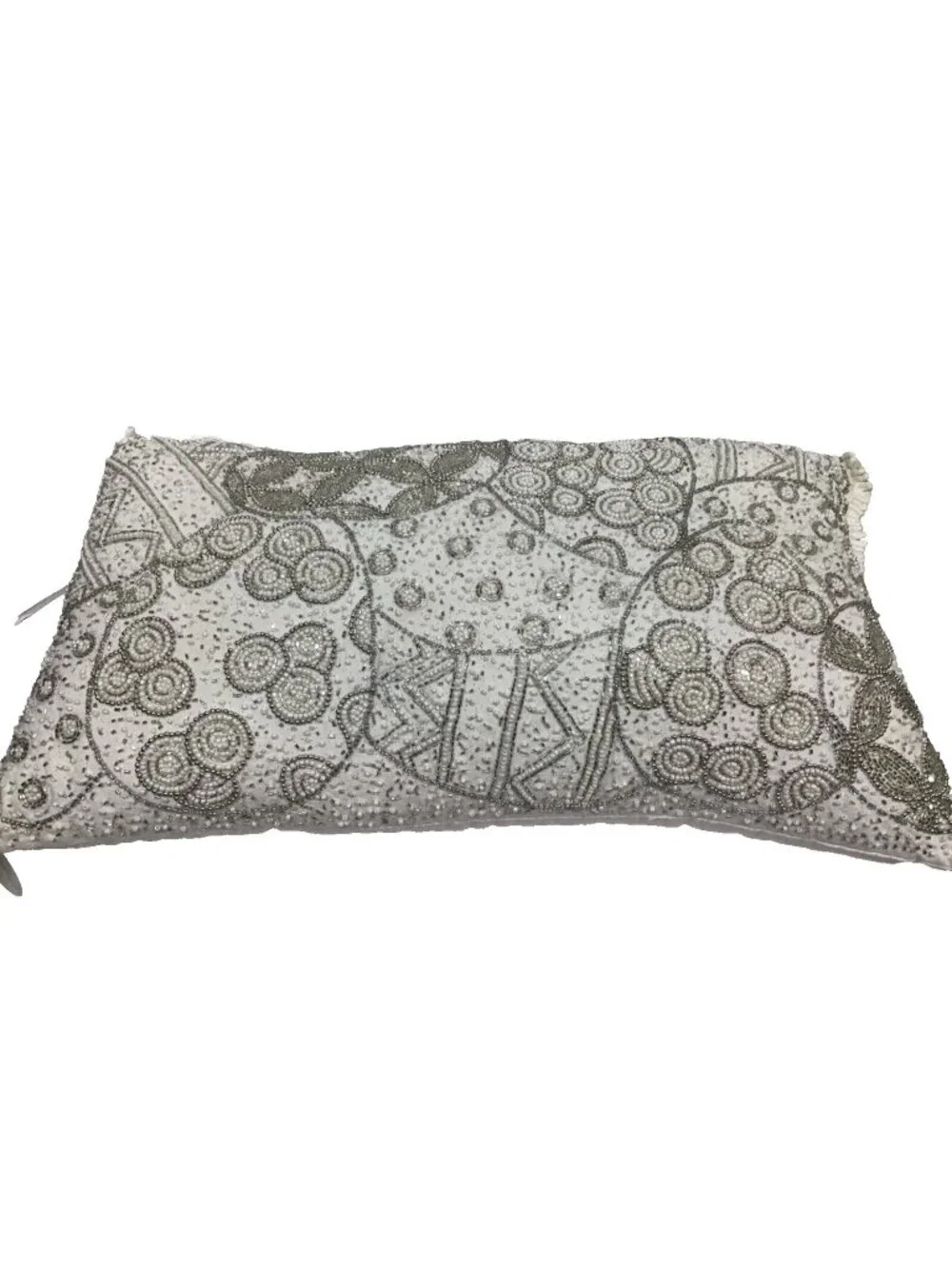 Easter Spring Sequin Beaded White Rectangle 23x10 Decorative Throw Pillow